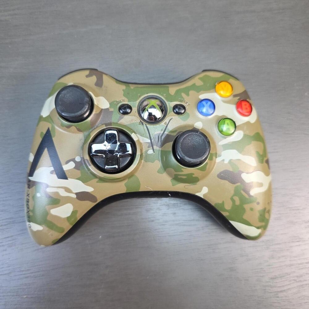 XBOX 360 Green Camo Halo Edition Wireless Controller  UNTESTED  PARTS ONLY